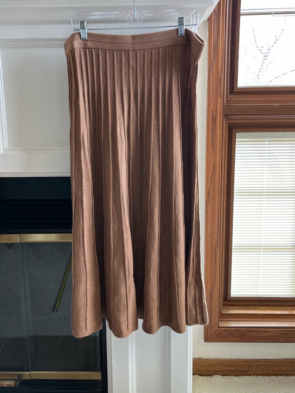 Talbots Carmel Pleated Fit and Flare Midi Skirt - Perfect for Fall